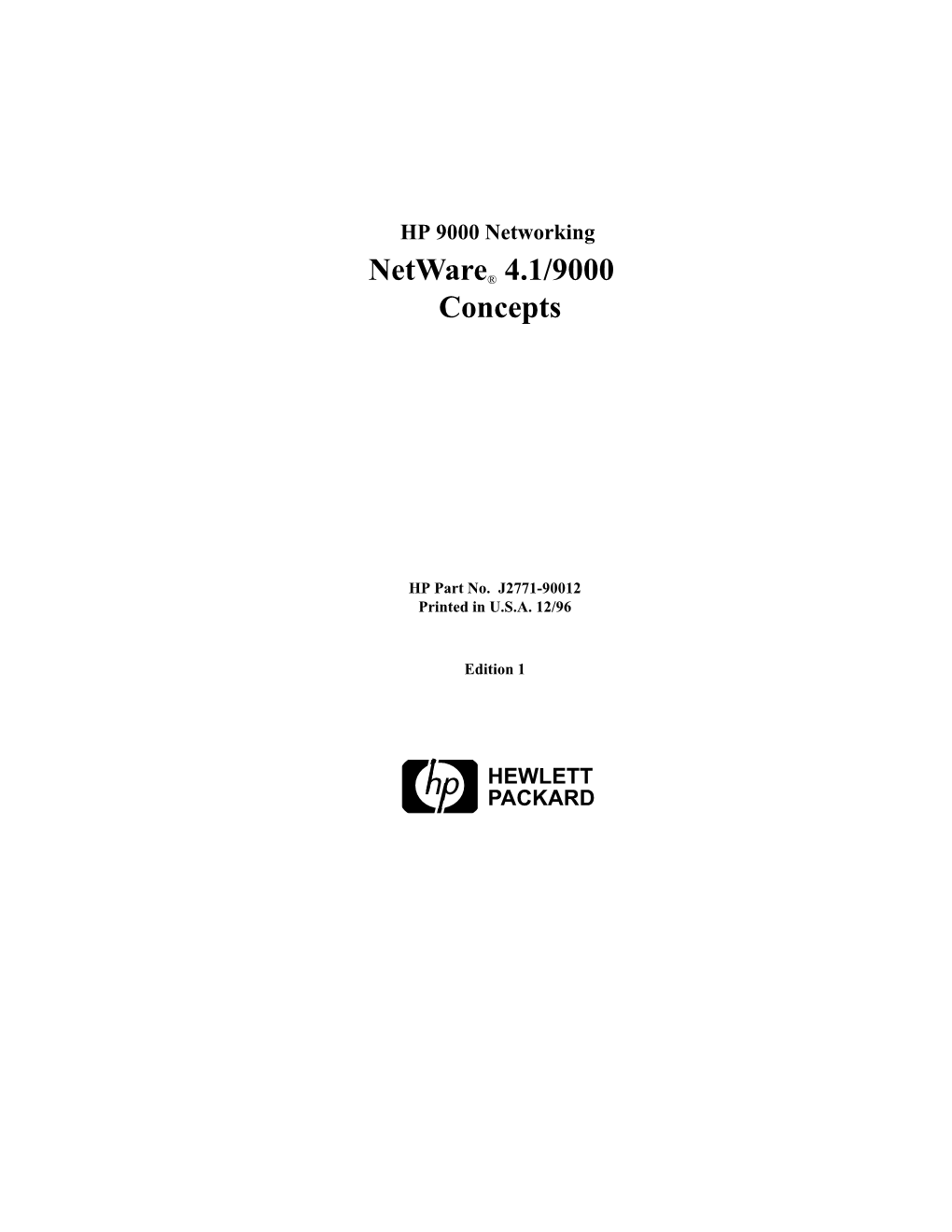 Netware® 4.1/9000 Concepts