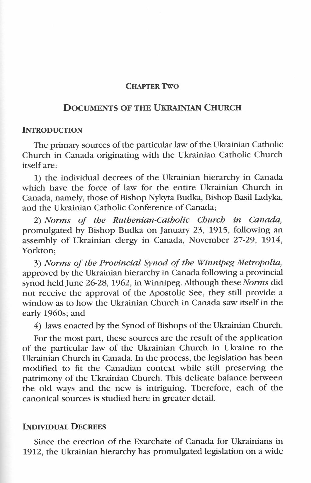 2) Norms of the Ruthenian-Catholic Church in Canada, 3) Norms of The