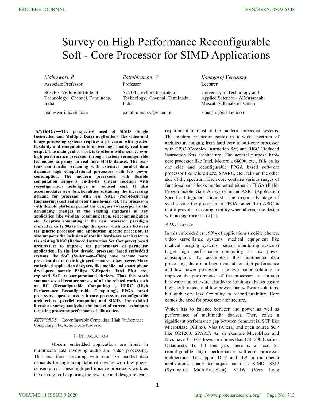 Survey on High Performance Reconfigurable Soft - Core Processor for SIMD Applications