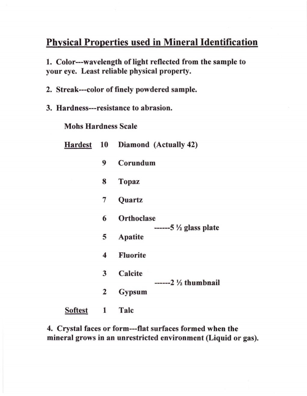 Physical Properties Used in Mineral Identification