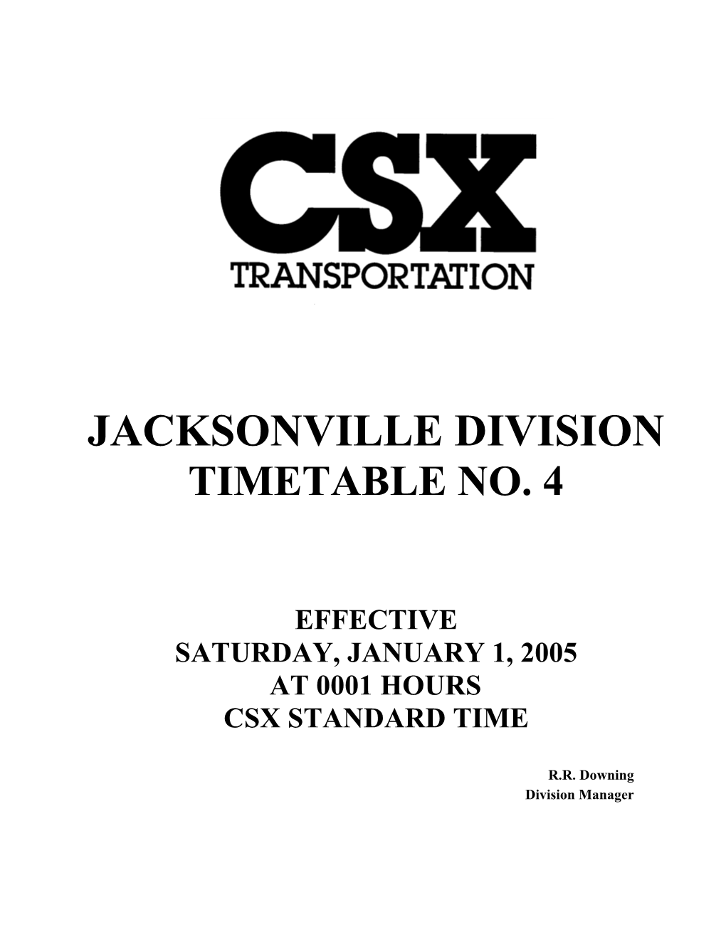 CSX Jacksonville Division Timetable