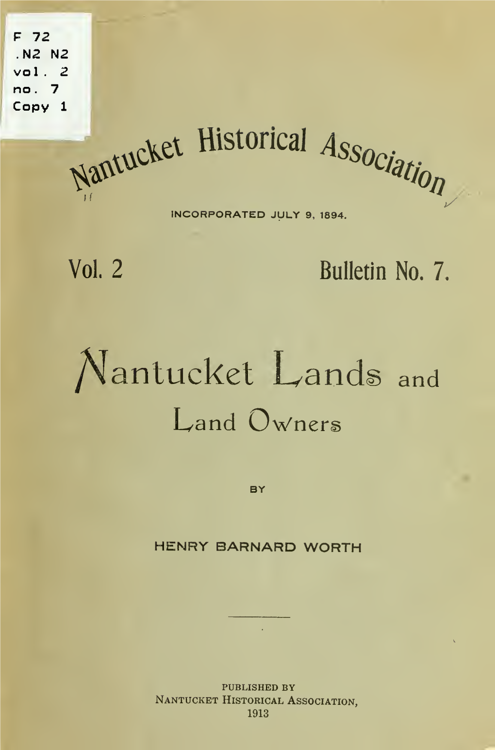 Nantucket Lands and Landowners