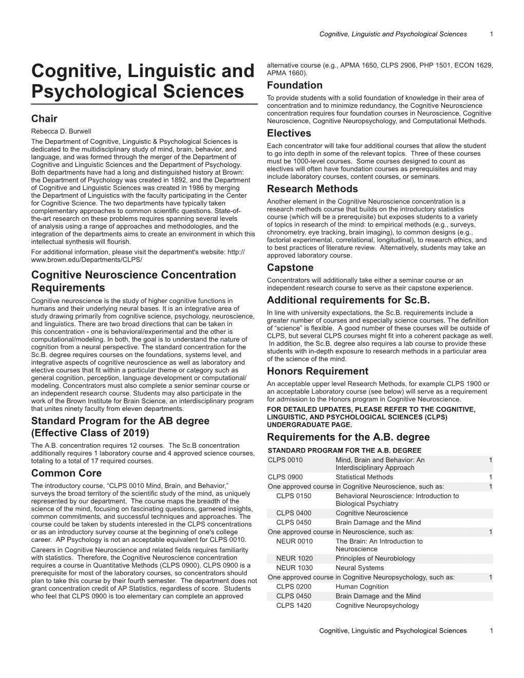 Cognitive, Linguistic and Psychological Sciences 1