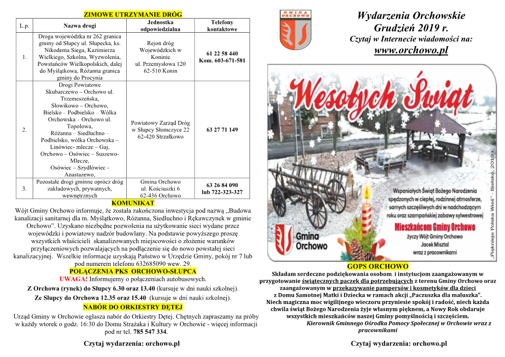 Wydarzenia Orchowskie Grudzień 2019 R