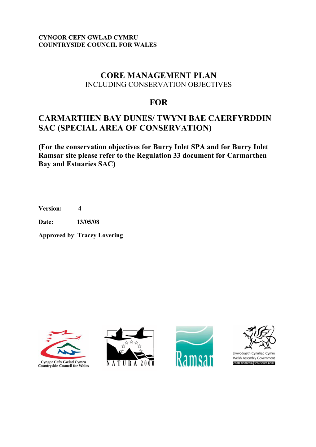 Core Management Plan for Carmarthen Bay Dunes