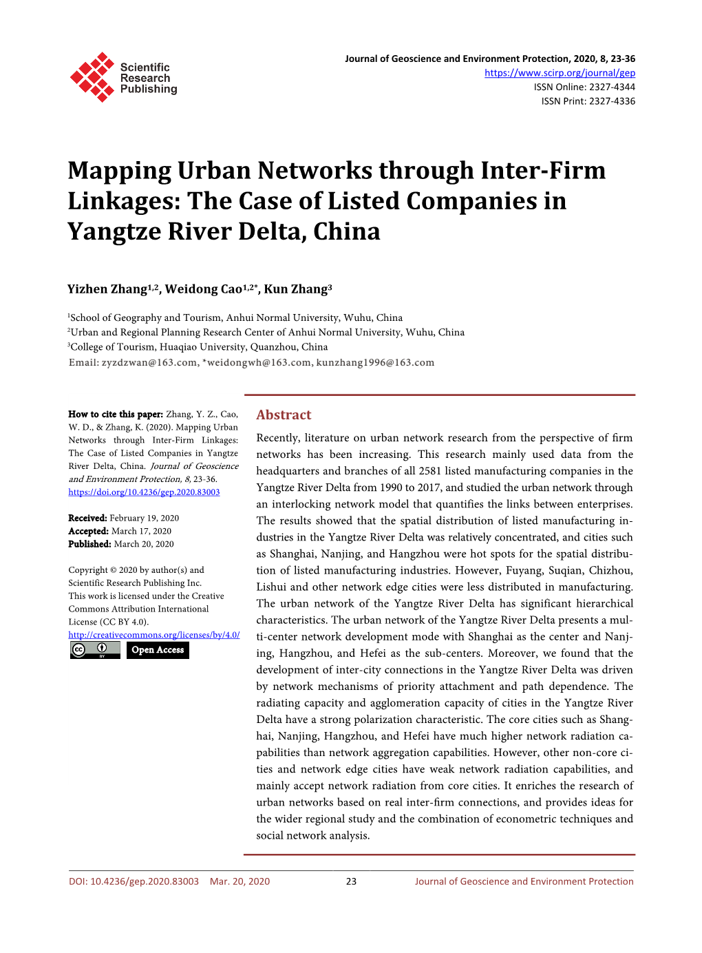 The Case of Listed Companies in Yangtze River Delta, China