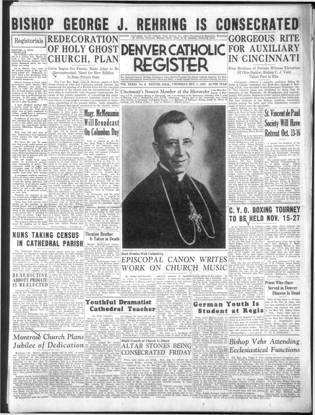 BISHOP GEORGE BEHRING CONSECRATED DENVER Cathaic