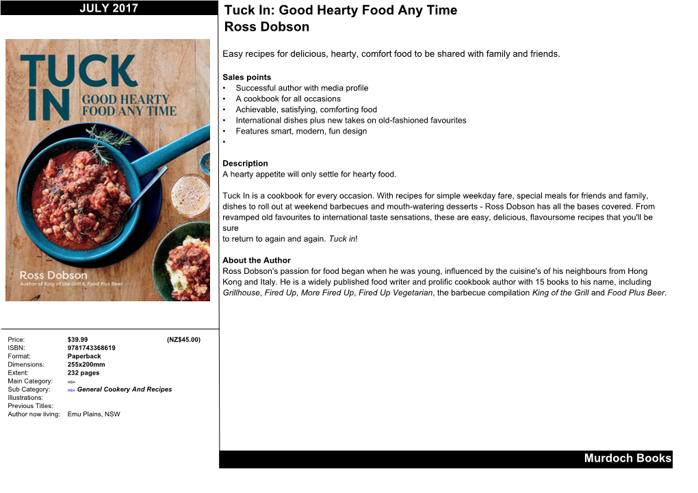 Tuck In: Good Hearty Food Any Time Ross Dobson