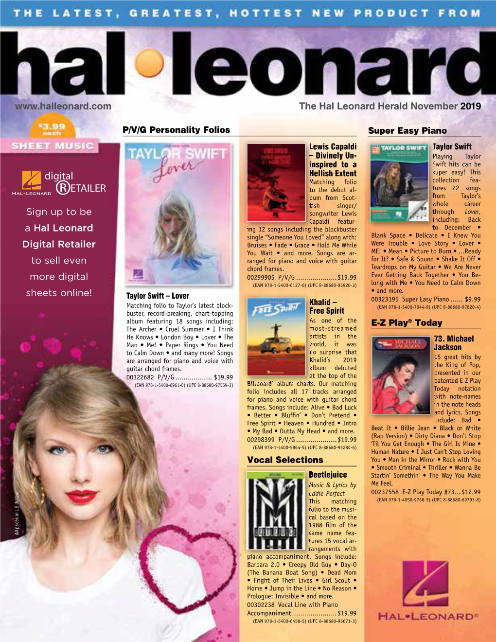 The Hal Leonard Herald November 2019 Sign up to Be a Hal Leonard Digital Retailer to Sell Even More Digital S