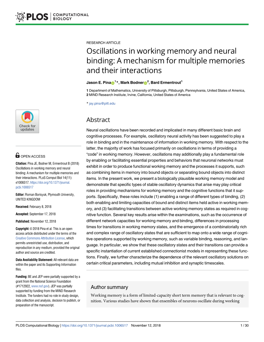 Oscillations in Working Memory and Neural Binding: a Mechanism for Multiple Memories and Their Interactions