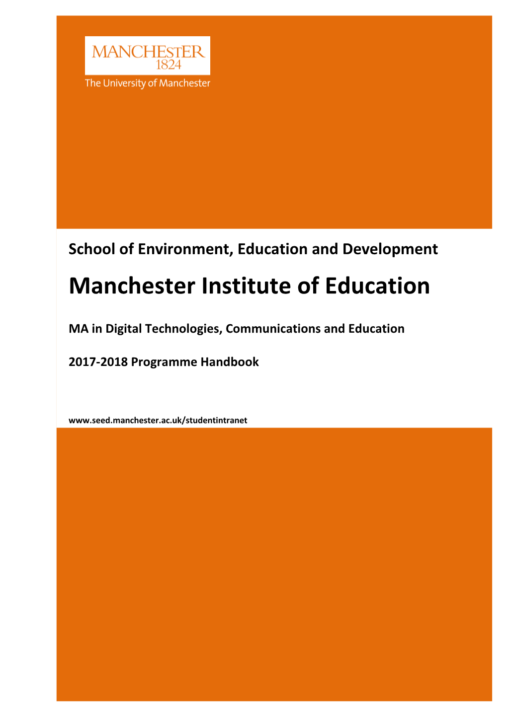 MA DTCE Programme Handbook for 2017-2018