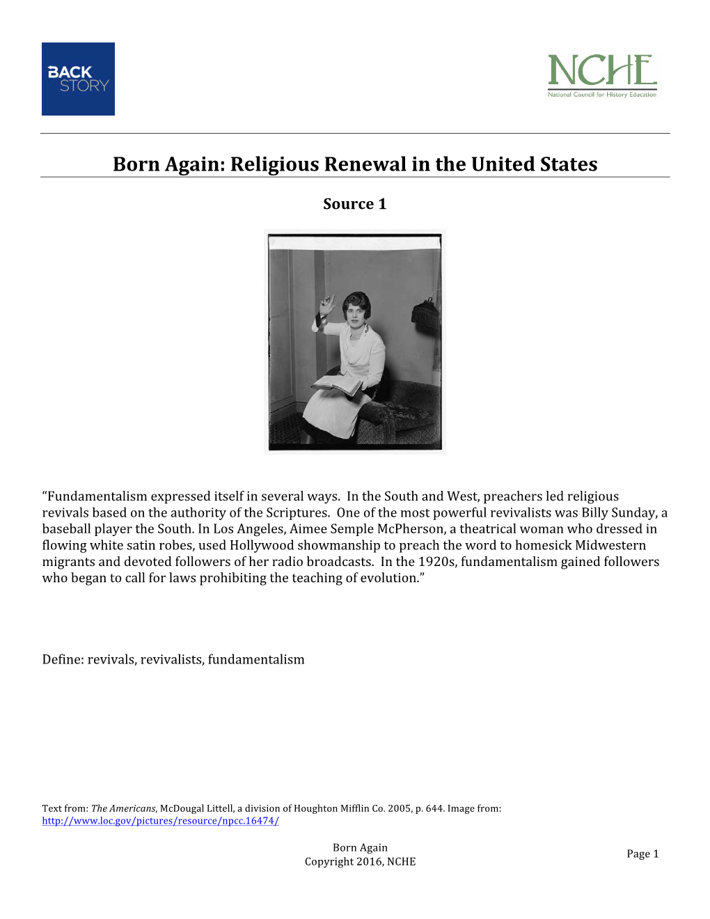 Born Again: Religious Renewal in the United States