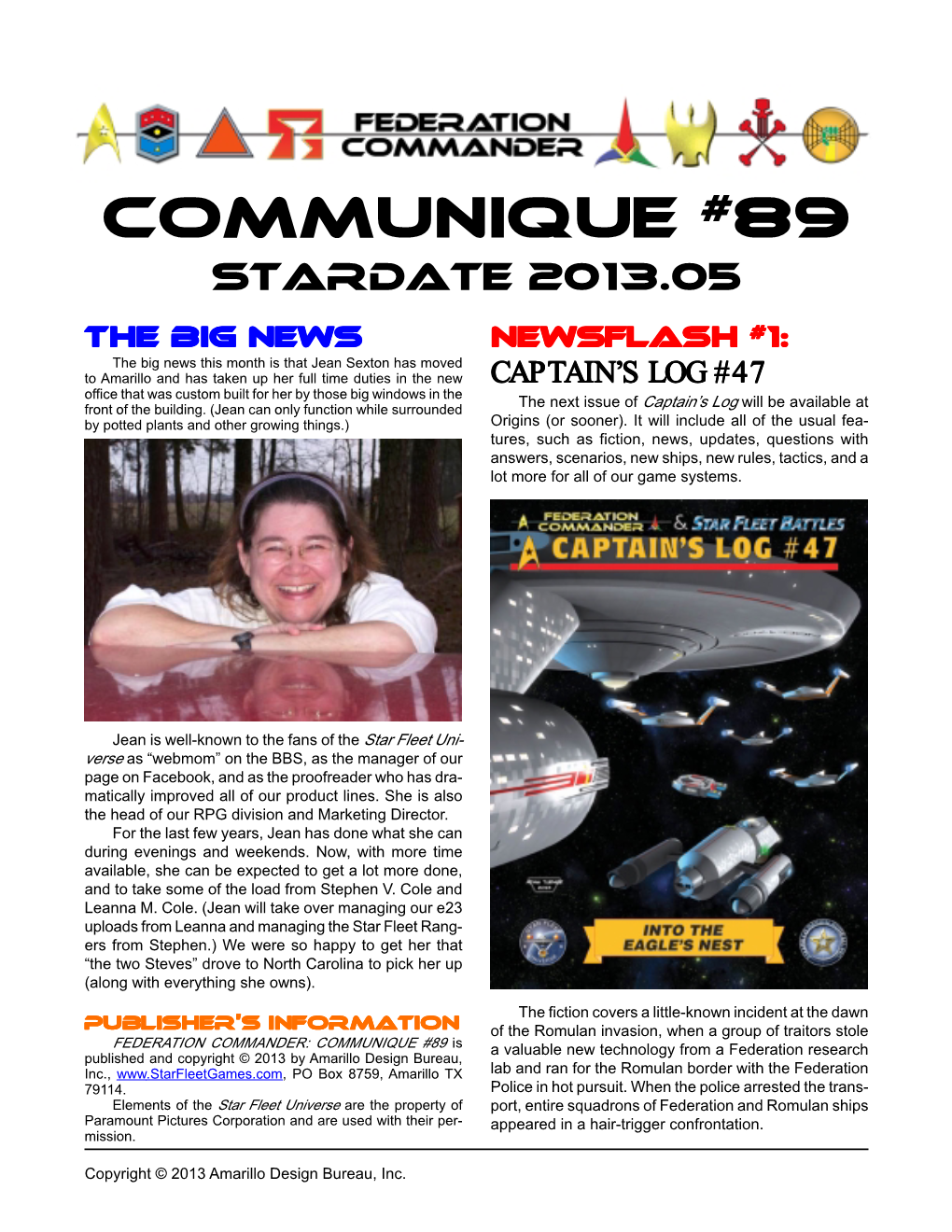 Communique #89 Stardate 2013.05