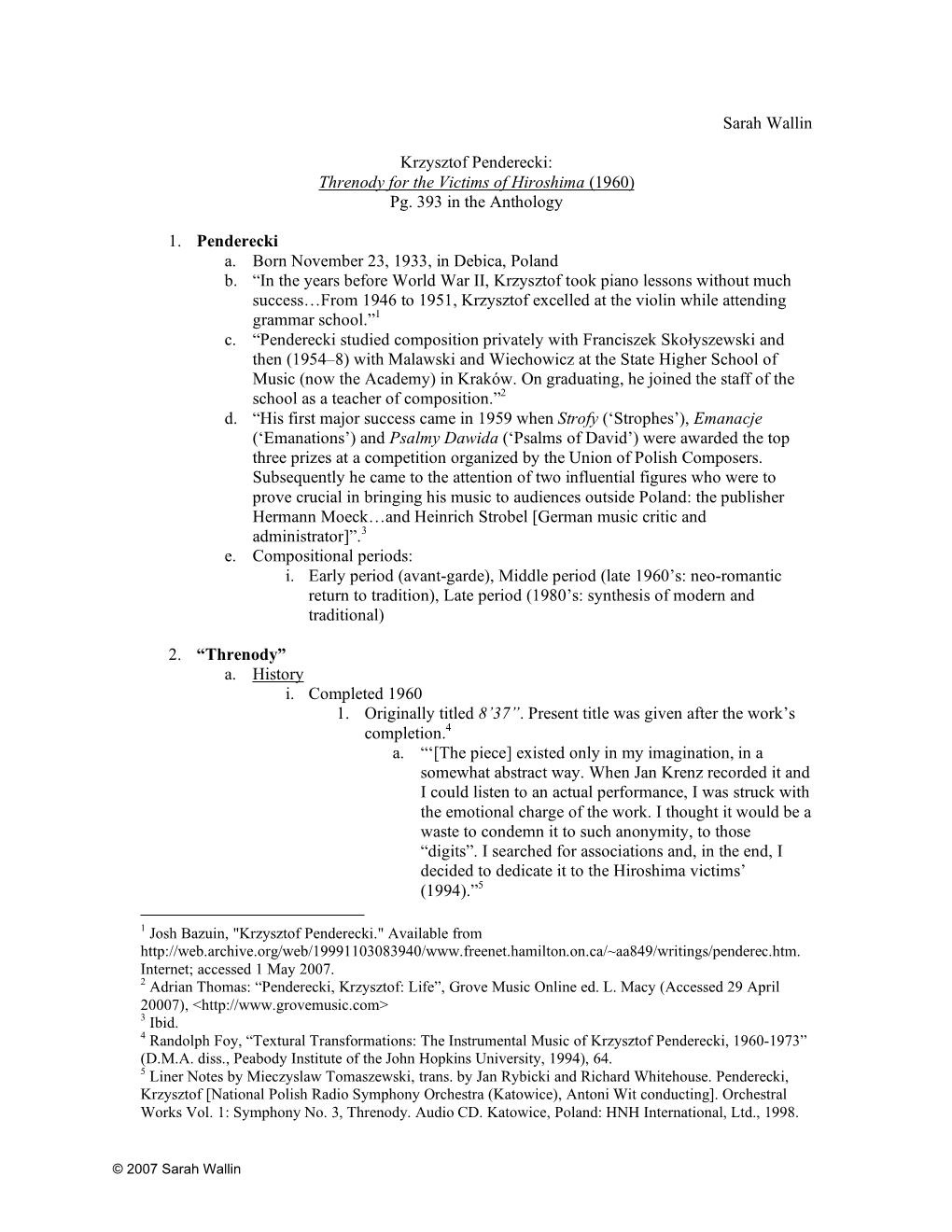 Krzysztof Penderecki: Threnody for the Victims of Hiroshima (1960) Pg