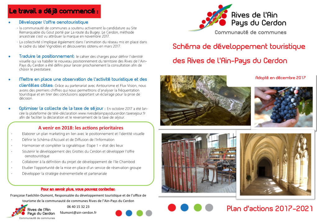 Schéma De Développement Touristique Des Rives De L'ain-Pays Du Cerdon Plan D'actions 2017-2021