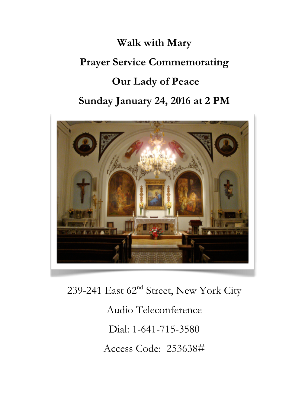 Prayer Service for Our Lady of Peace