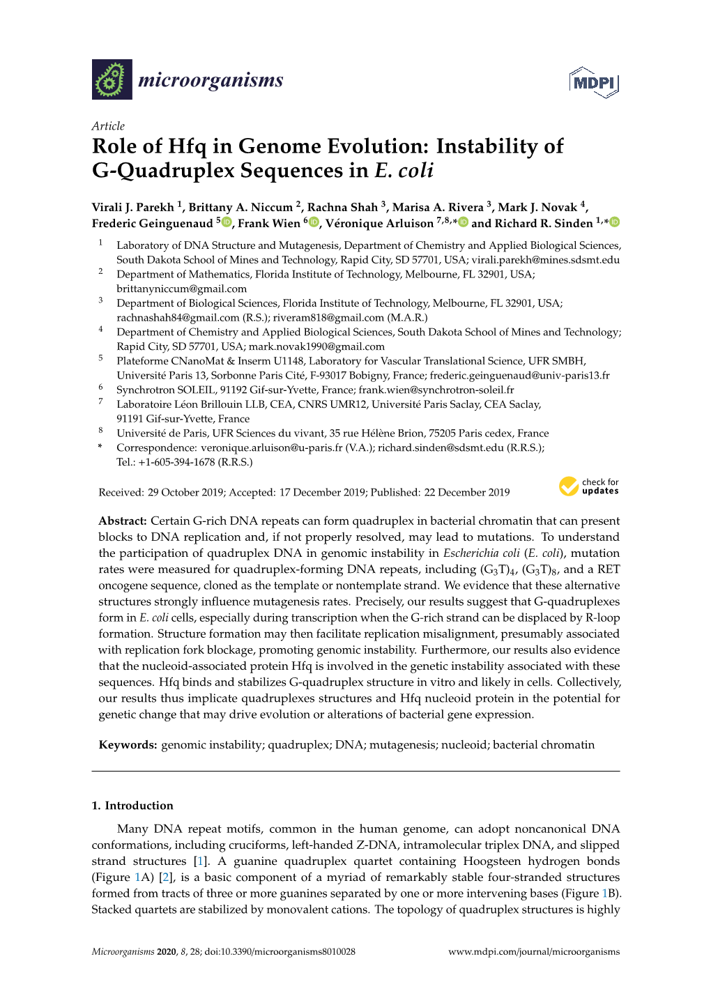 Instability of G-Quadruplex Sequences in E. Coli