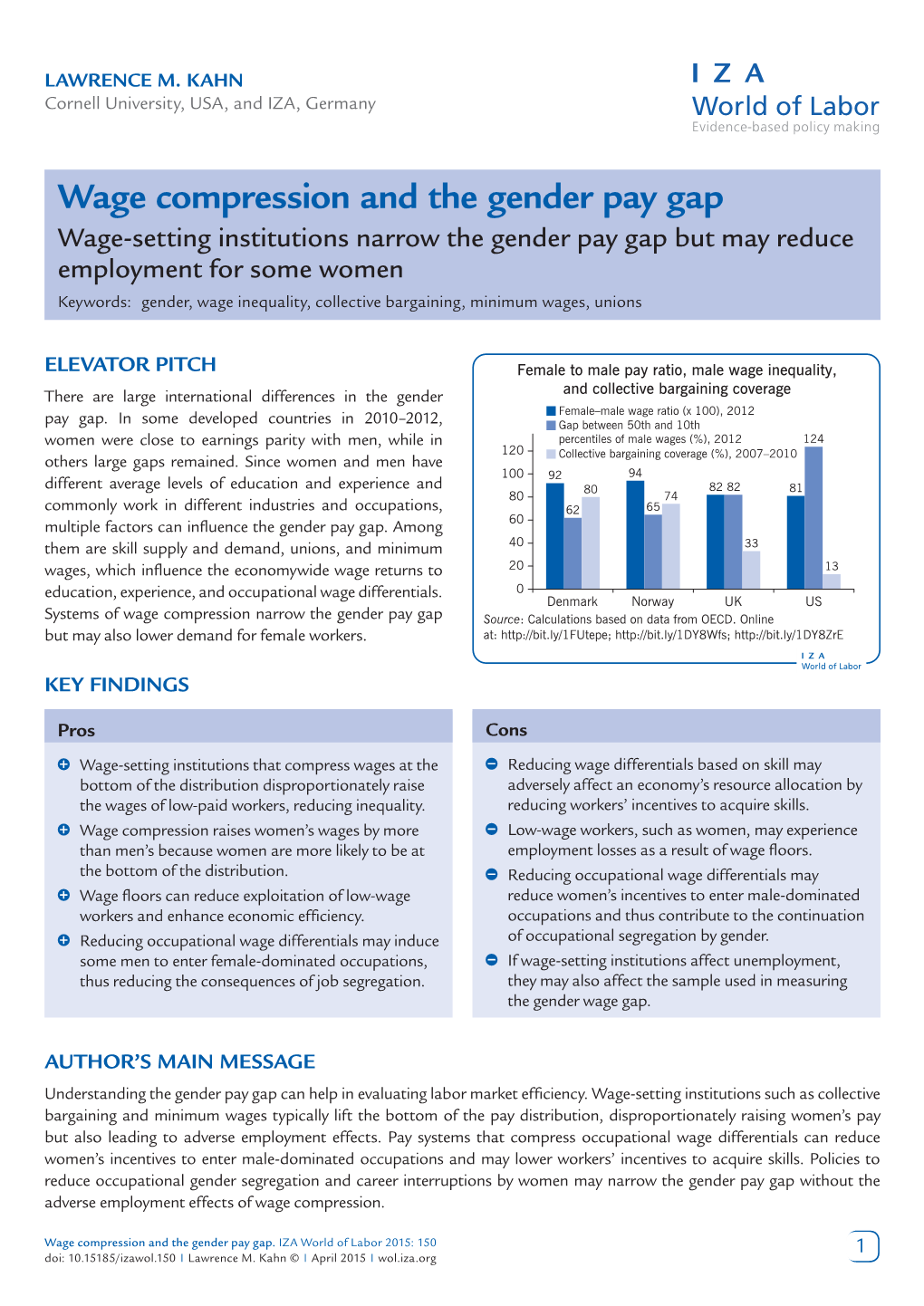 Wage Compression and the Gender Pay
