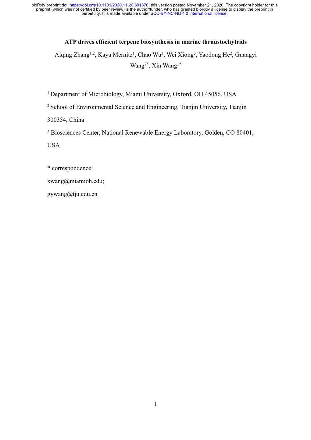 ATP Drives Efficient Terpene Biosynthesis in Marine Thraustochytrids