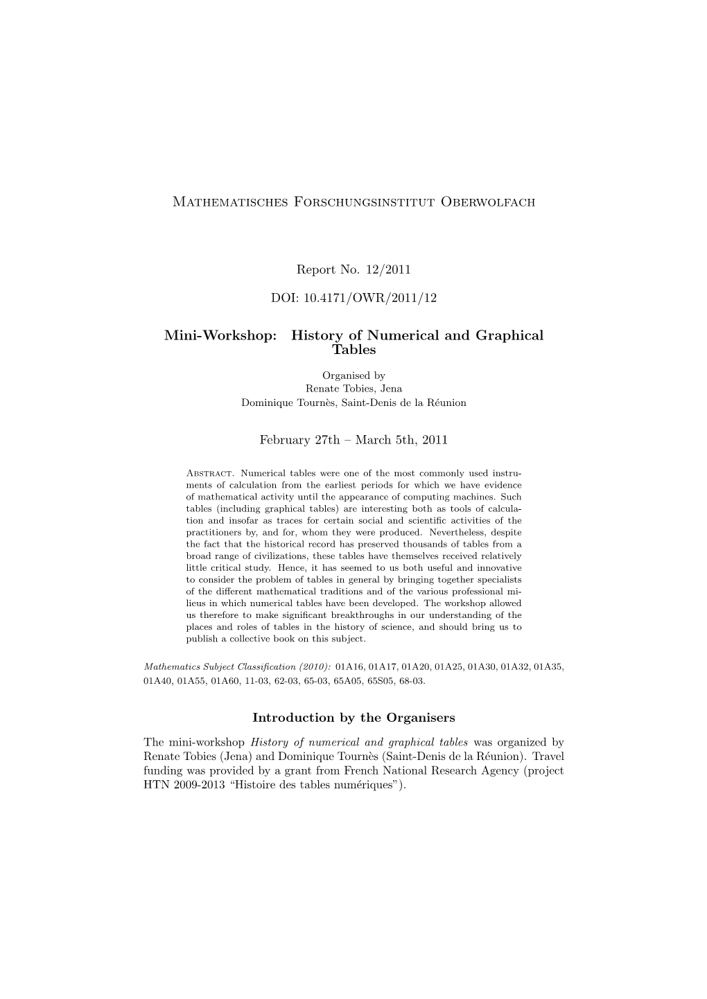 History of Numerical and Graphical Tables