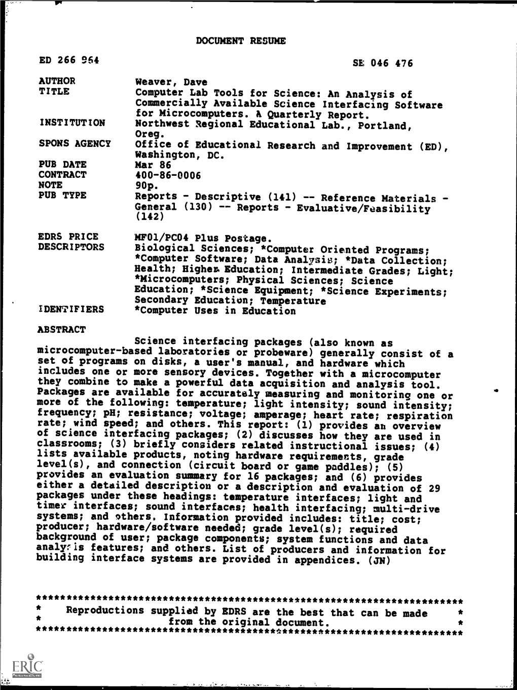 SPONS AGENCY Office of Educational Research Andimprovement (ED), Washington, DC. PUB DATE Mar 86 CONTRACT 400-86-0006 NOTE 90P