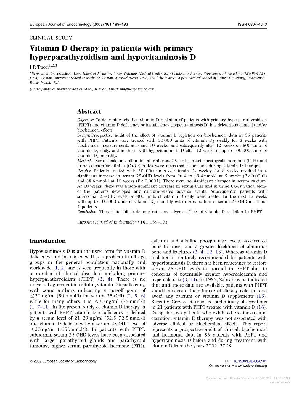 Vitamin D Therapy in Patients with Primary Hyperparathyroidism And