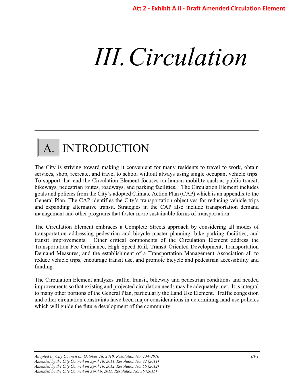 Draft Amended Circulation Element