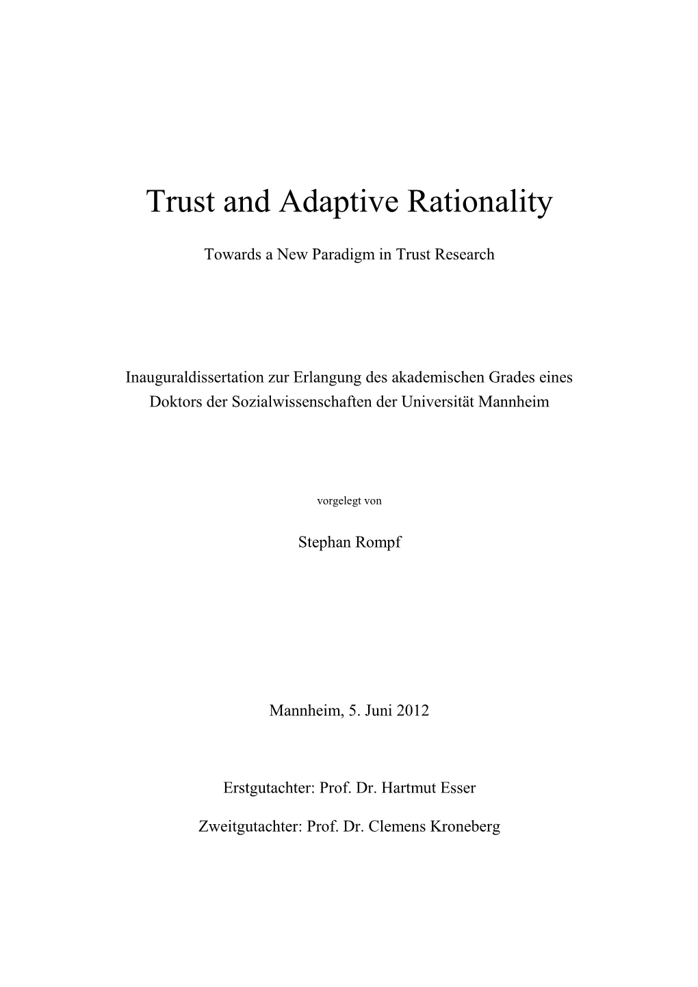 Trust and Adaptive Rationality