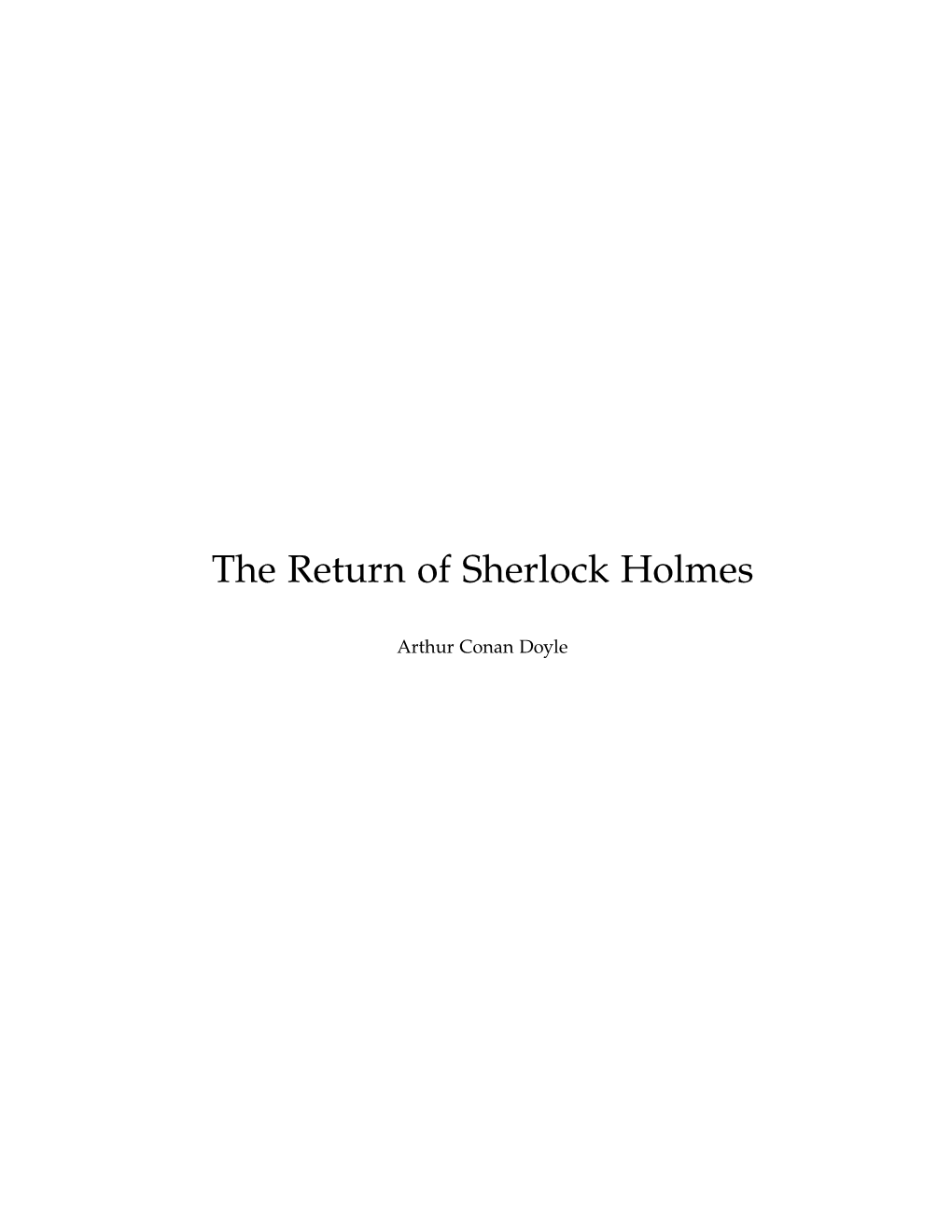 The Return of Sherlock Holmes