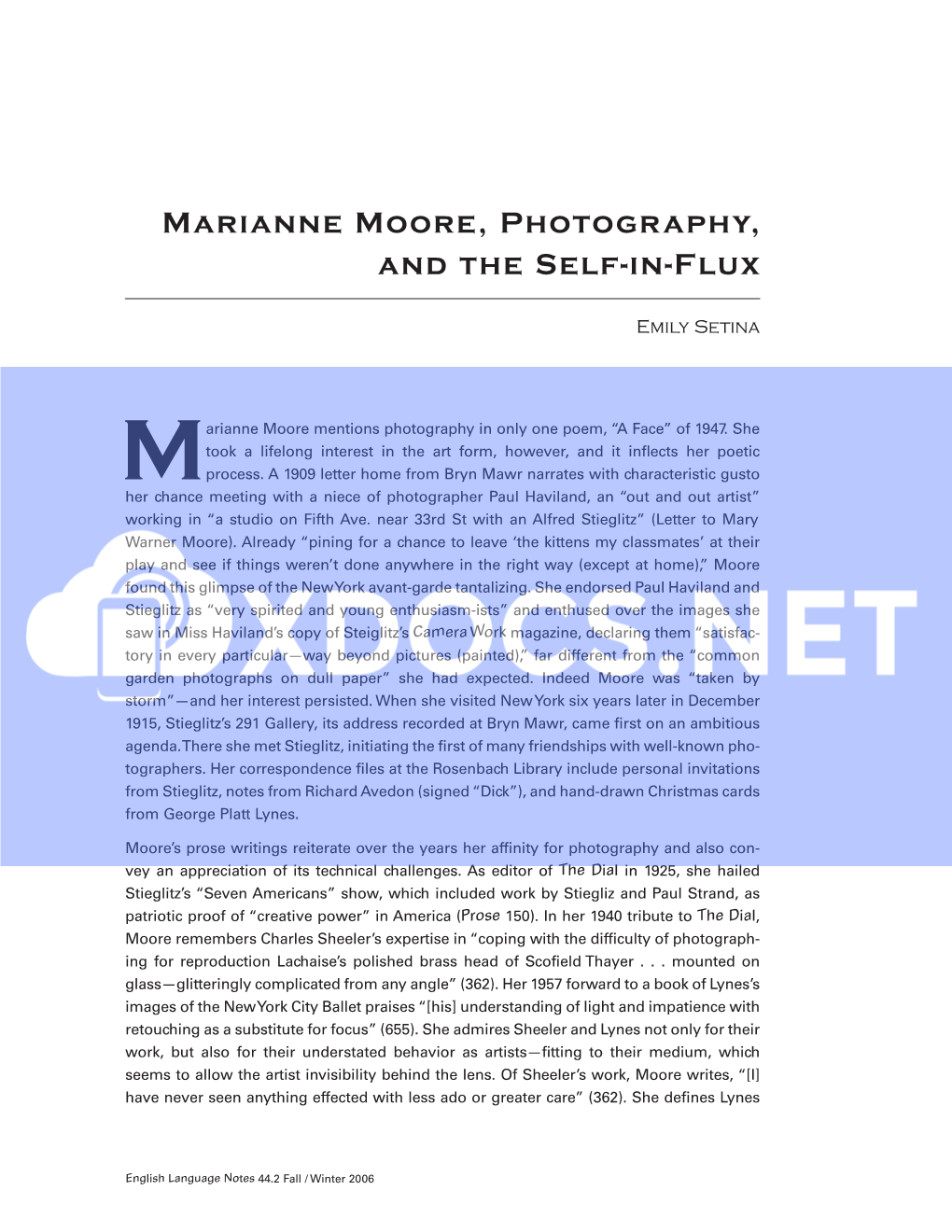 Marianne Moore, Photography, and the Self-In-Flux | Emily Setina