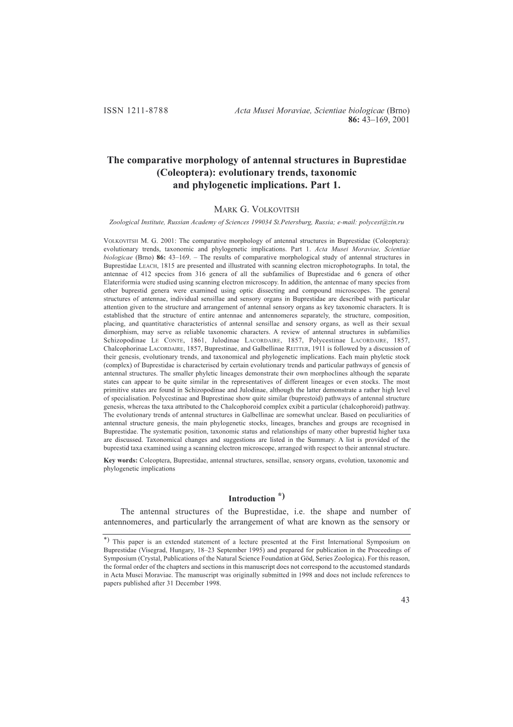 The Comparative Morphology of Antennal Structures in Buprestidae (Coleoptera): Evolutionary Trends, Taxonomic and Phylogenetic Implications