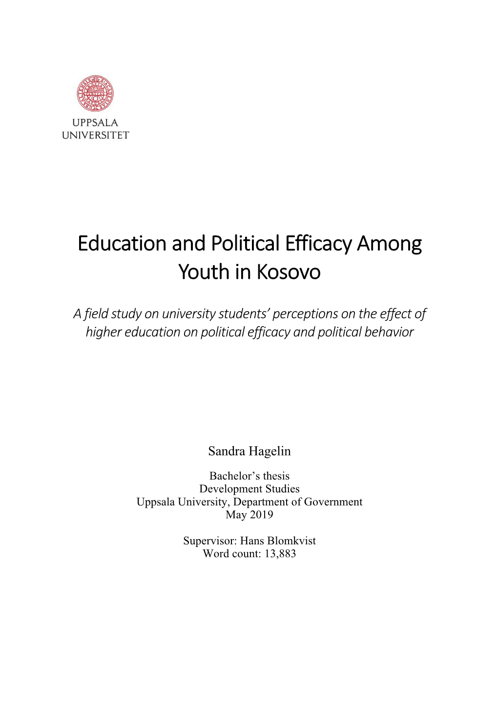 Education and Political Efficacy Among Youth in Kosovo