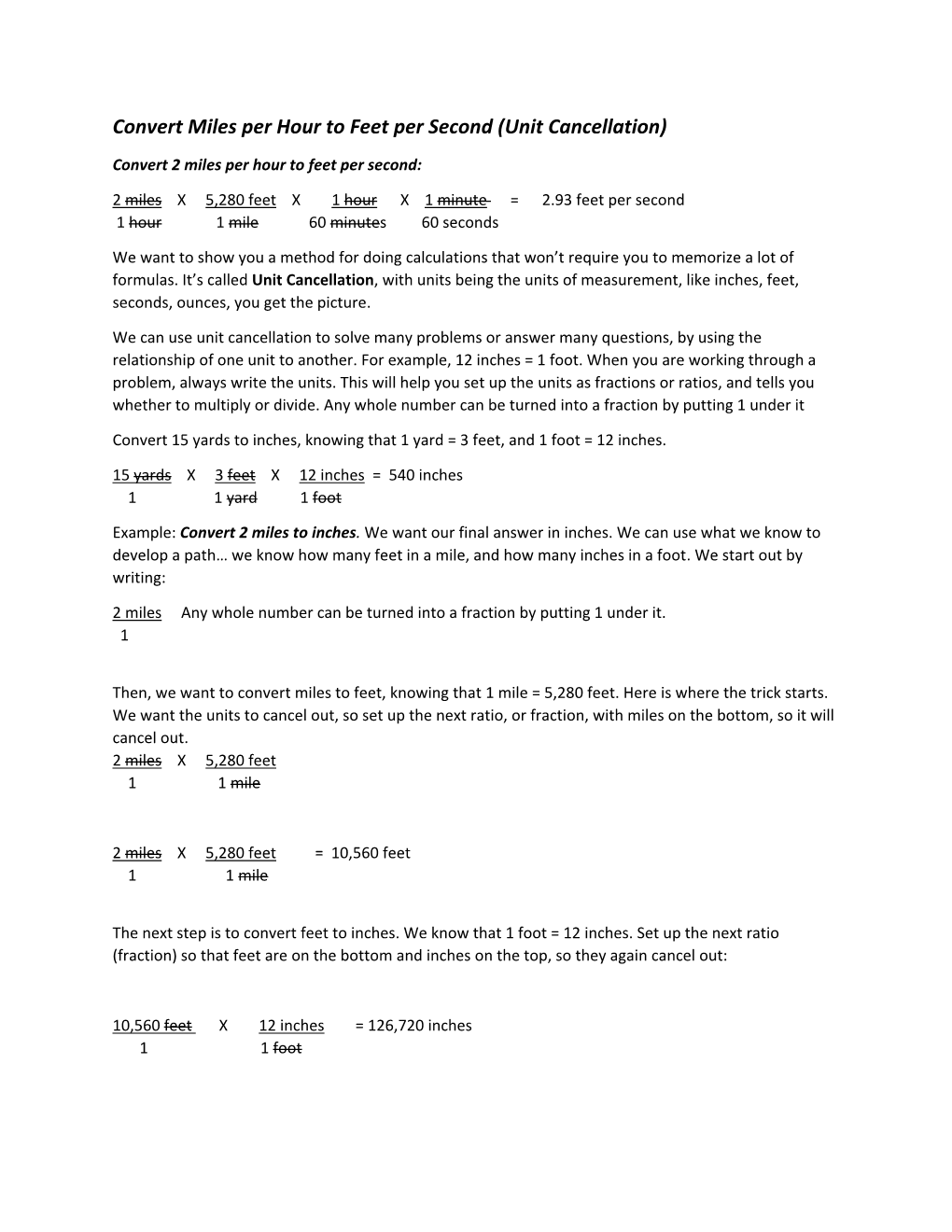 Convert Miles Per Hour to Feet Per Second (Unit Cancellation)