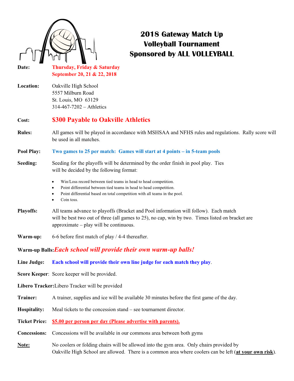 2018 Gateway Match up Volleyball Tournament Sponsored by ALL VOLLEYBALL