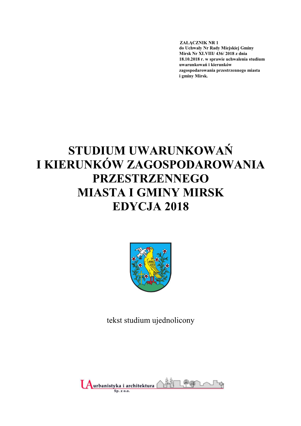 Studium Uwarunkowań I Kierunków Zagospodarowania Przestrzennego Miasta I Gminy Mirsk