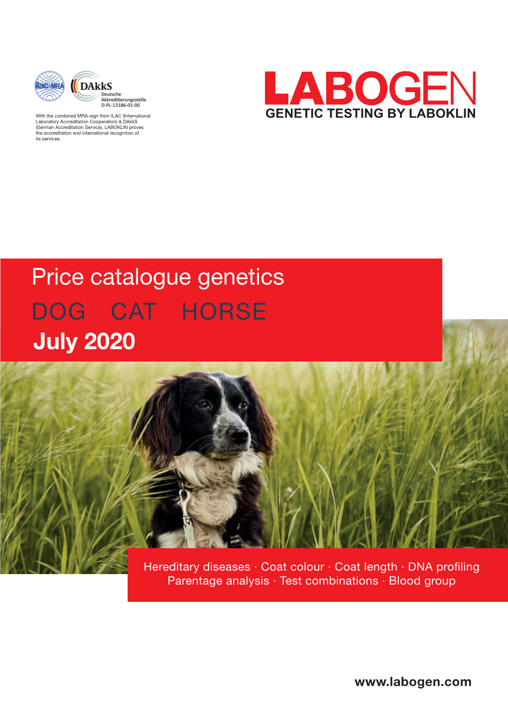 July 2020 Price Catalogue Genetics DOG CAT HORSE