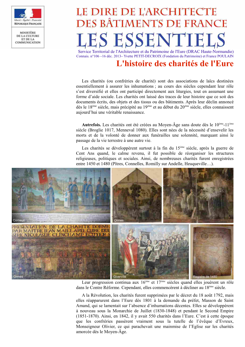 L'histoire Des Charités De L'eure