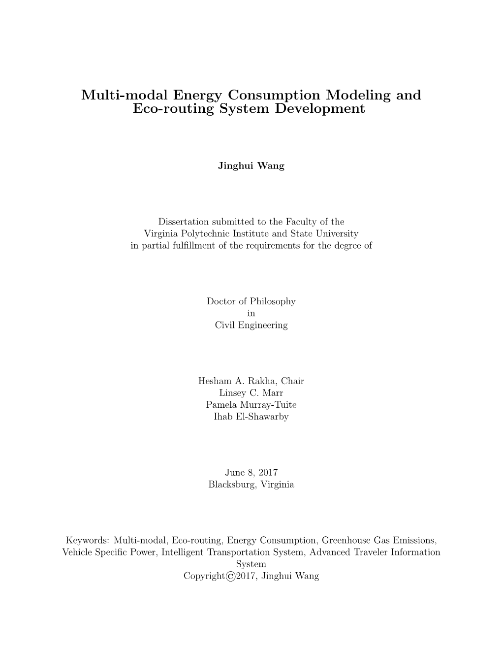 Multi-Modal Energy Consumption Modeling and Eco-Routing System Development