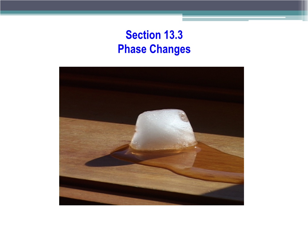 Section 13.3 Phase Changes Phase Equilibrium