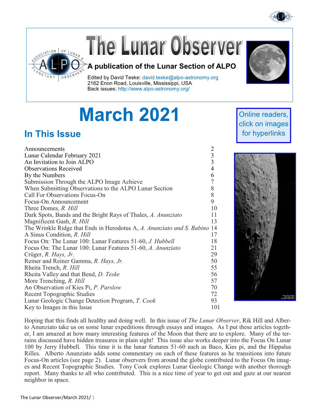 March 2021 Click on Images in This Issue for Hyperlinks