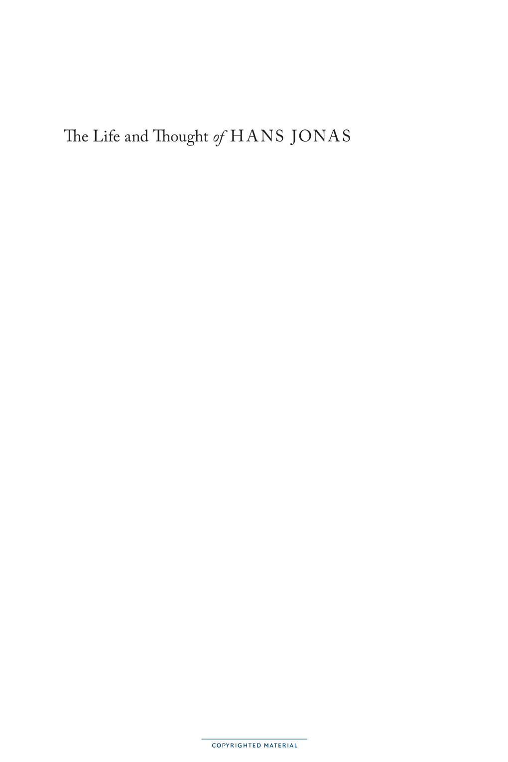 The Life and Thought of Hans Jonas Excerpt