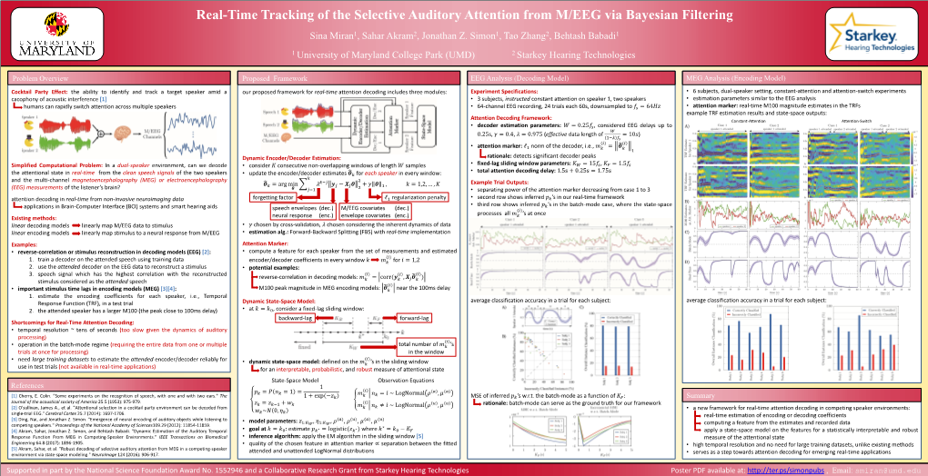 Real-Time Tracking of the Selective Auditory Attention from M/EEG Via Bayesian Filtering Sina Miran1, Sahar Akram2, Jonathan Z