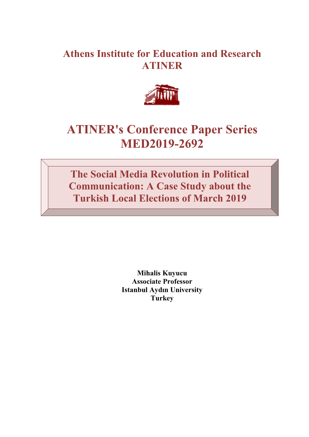 ATINER's Conference Paper Series MED2019-2692