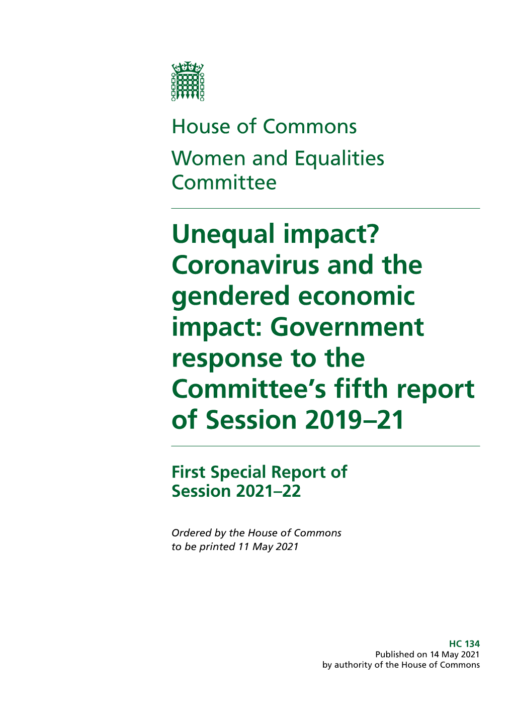 Coronavirus and the Gendered Economic Impact: Government Response to the Committee’S Fifth Report of Session 2019–21