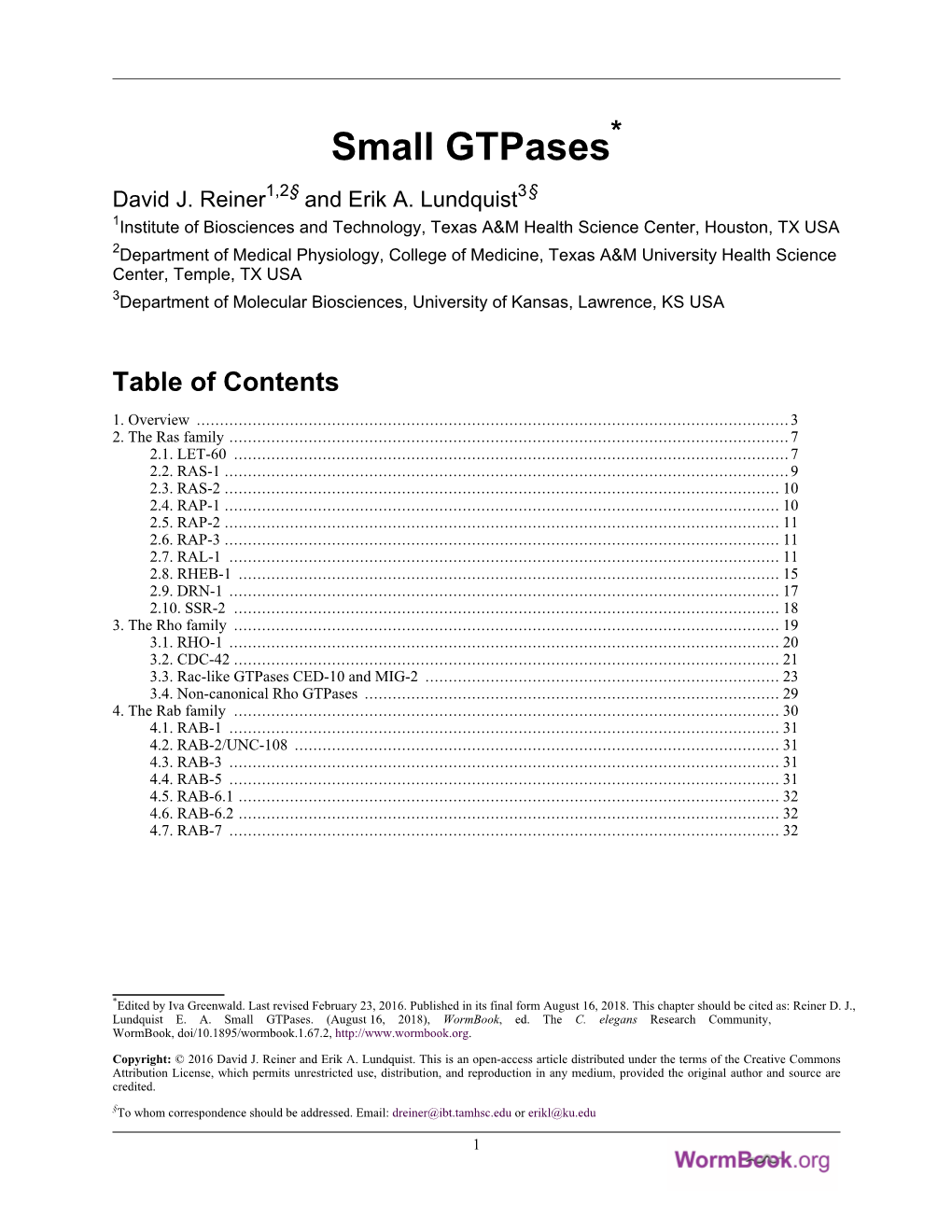 Small Gtpases* 1,2 3§ David J