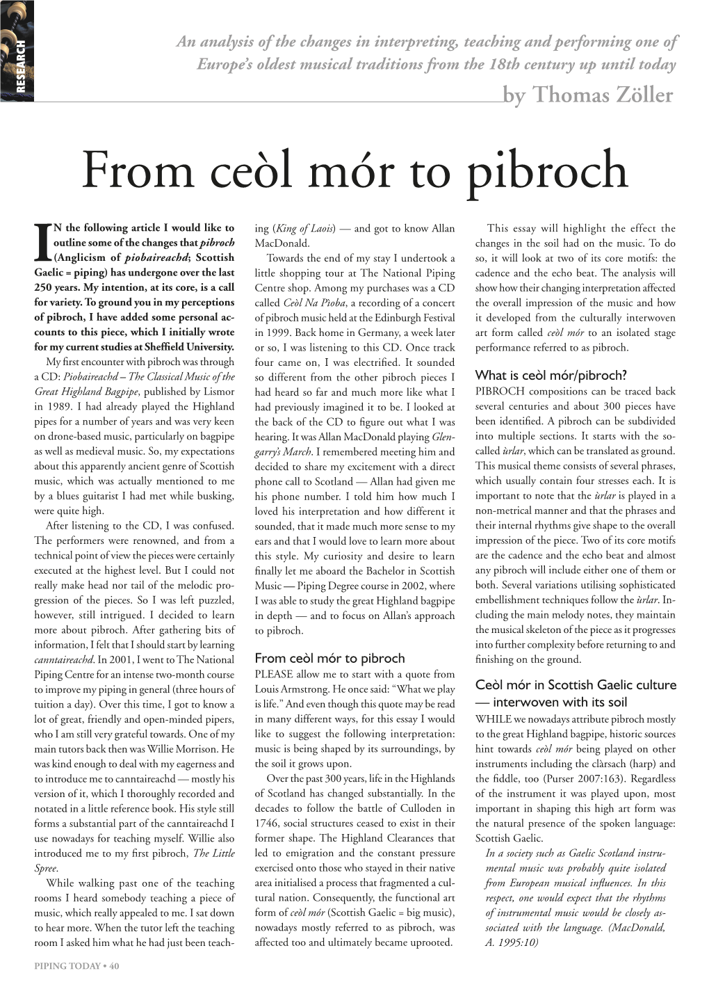 From Ceòl Mór to Pibroch