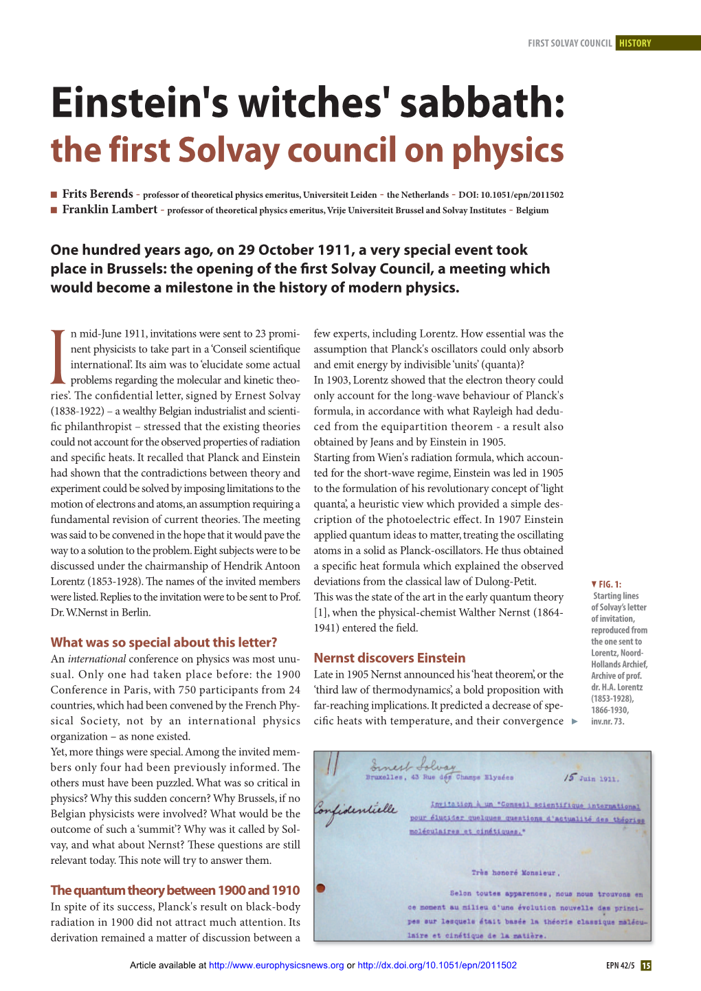 Einstein's Witches' Sabbath: the First Solvay Council on Physics