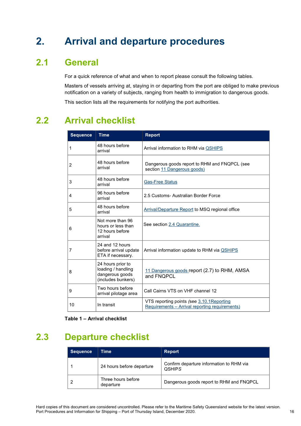 Port Procedures and Information for Shipping – Port of Thursday Island, December 2020