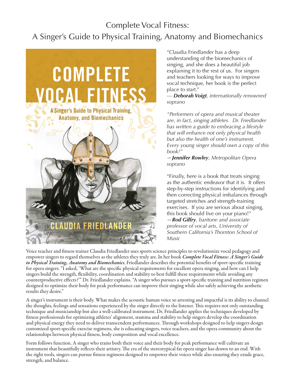 Complete Vocal Fitness: a Singer's Guide to Physical Training
