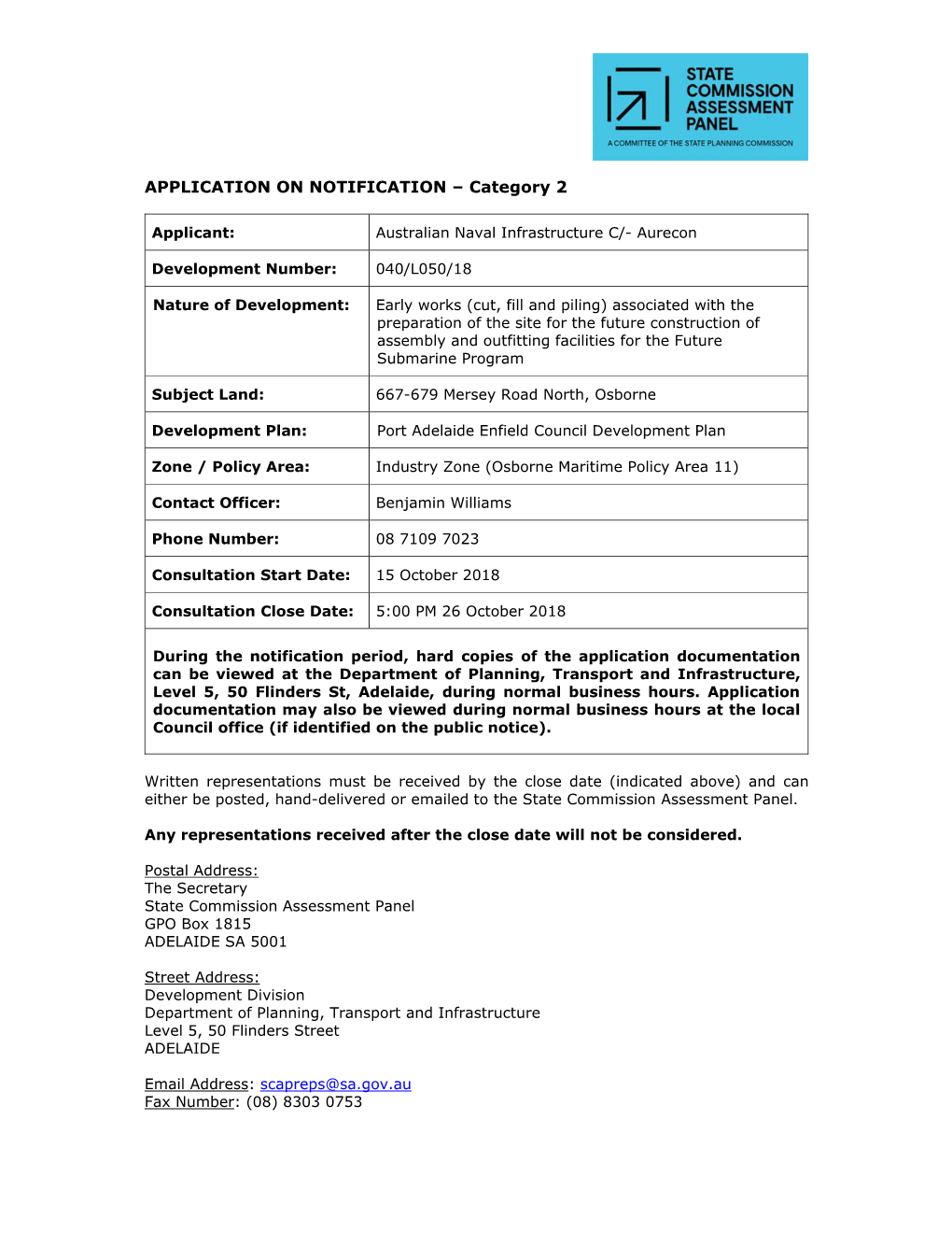 APPLICATION on NOTIFICATION – Category 2